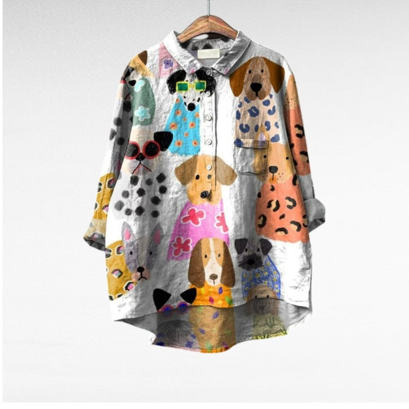 Leviana | Exclusive Blouse with Dog Print