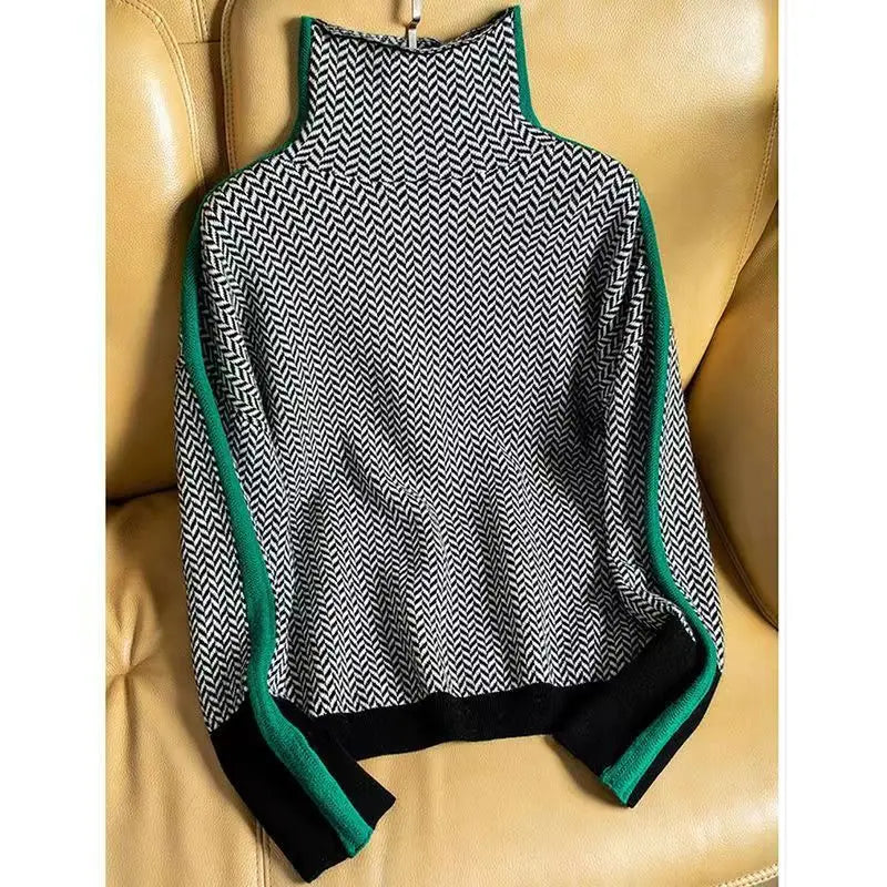 Elana | Herringbone Luxe Turtleneck