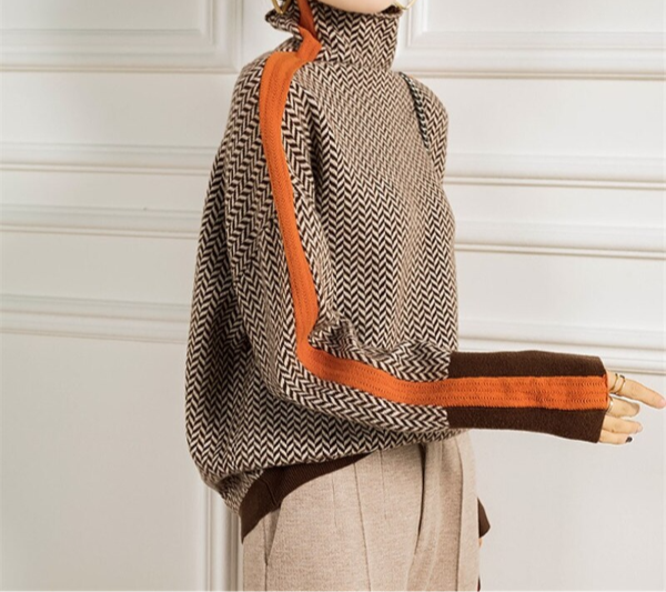 Elana | Herringbone Luxe Turtleneck