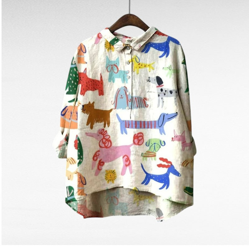 Leviana | Exclusive Blouse with Dog Print