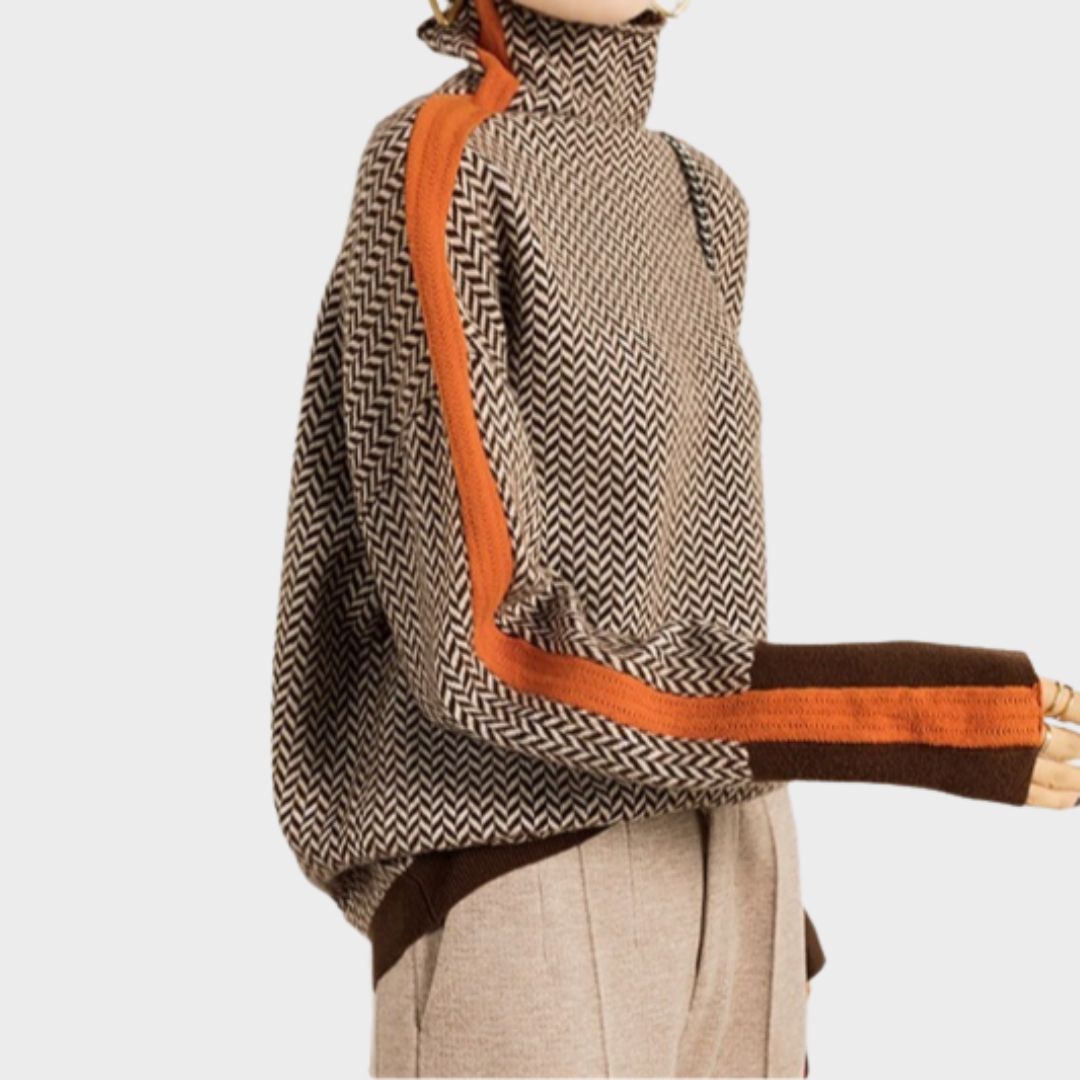 Elana | Herringbone Luxe Turtleneck