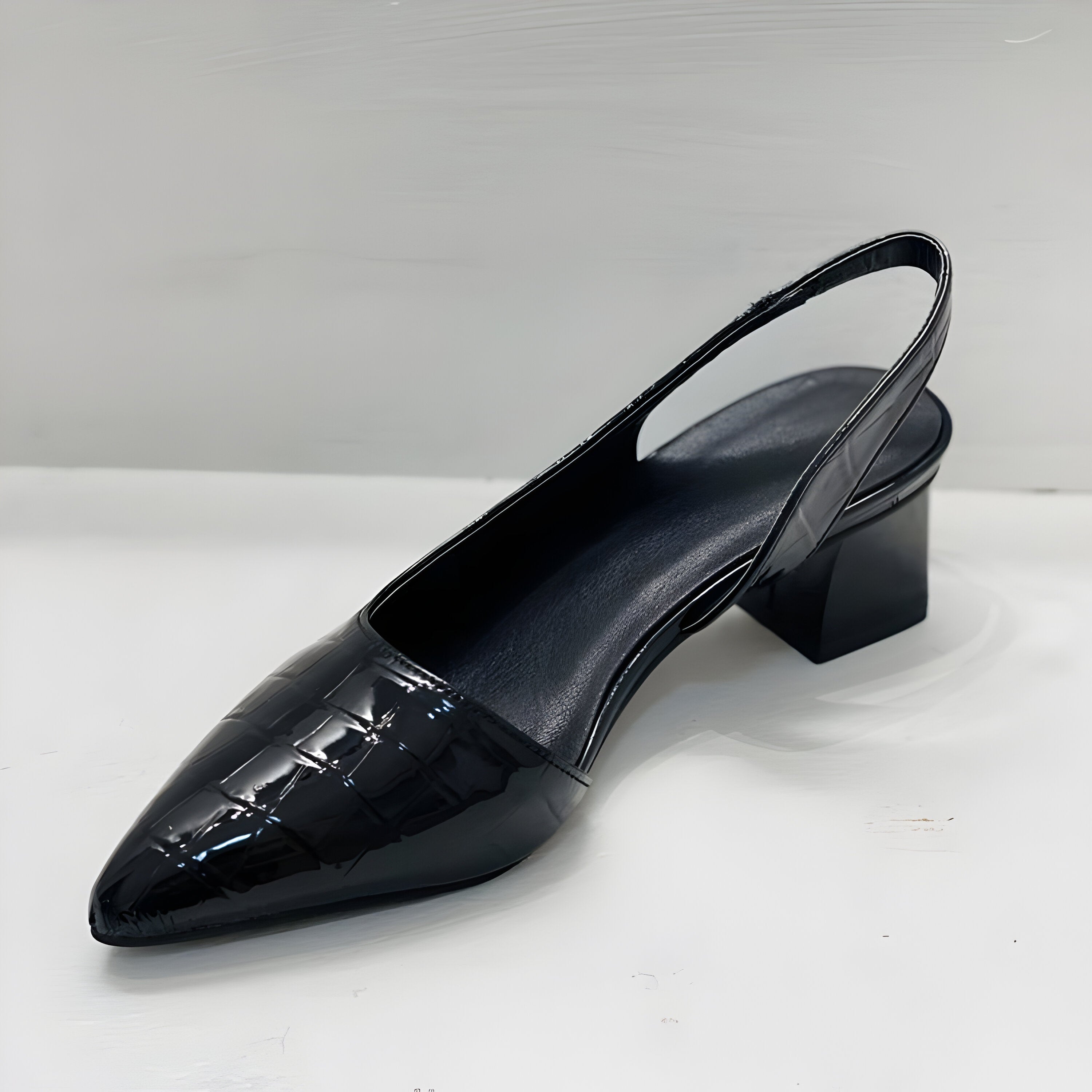 Linn | Croc-Embossed Slingback Heels