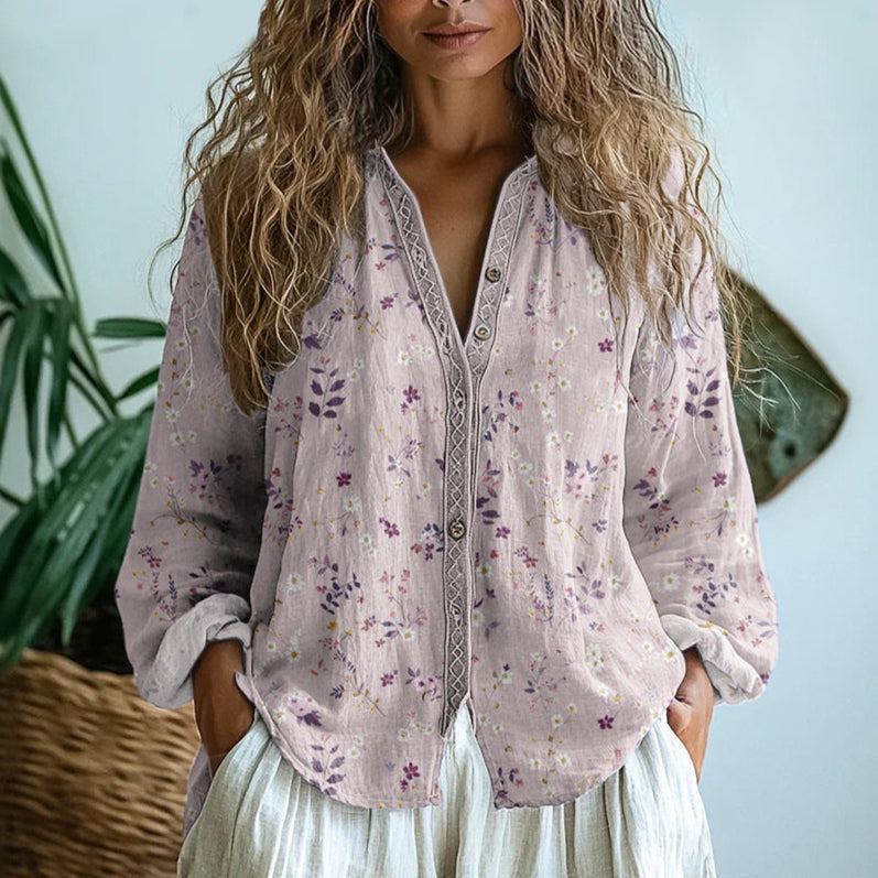 Amber I Vintage Leaf Print Blouse