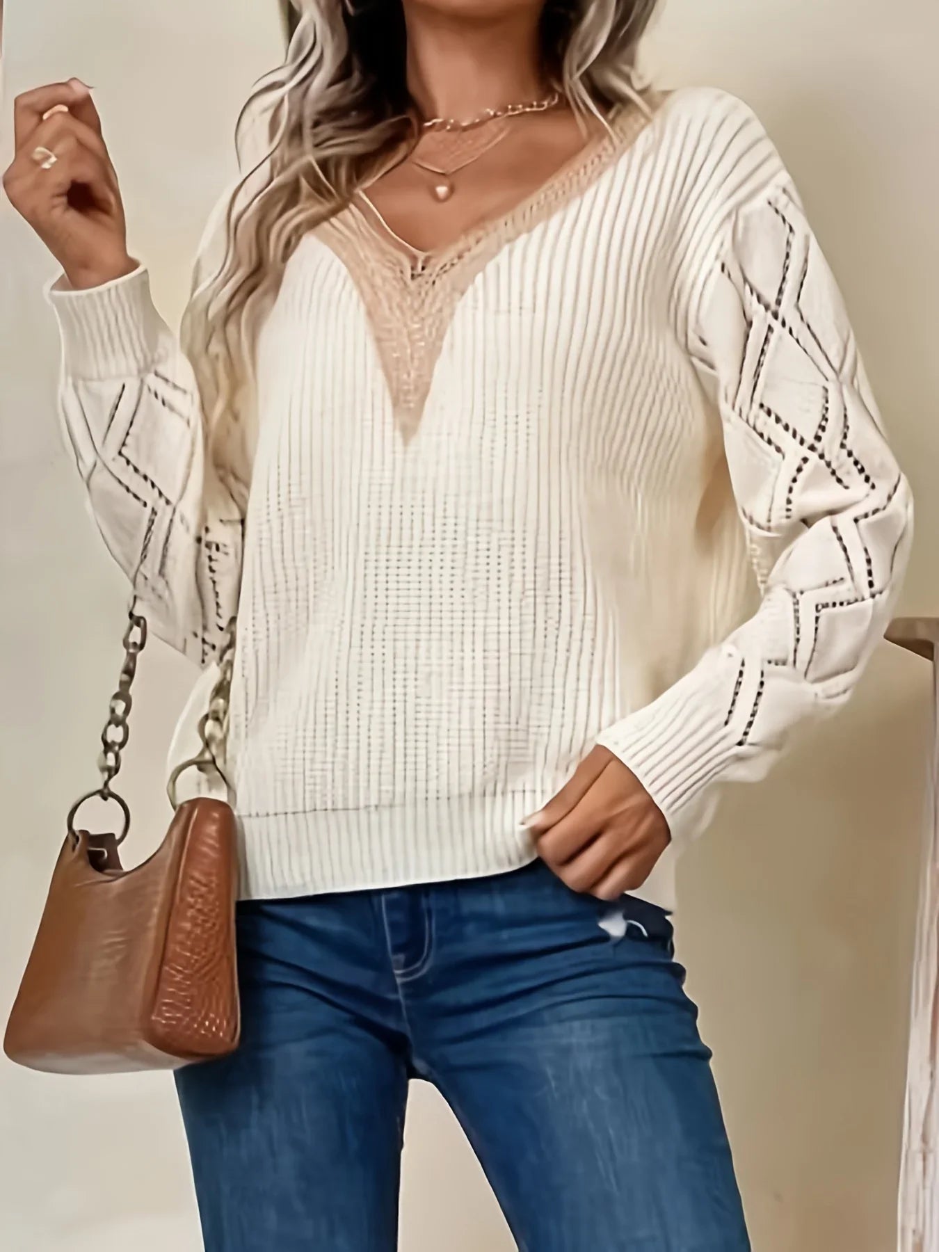 Marley | Solid V Neck Knitted Sweate