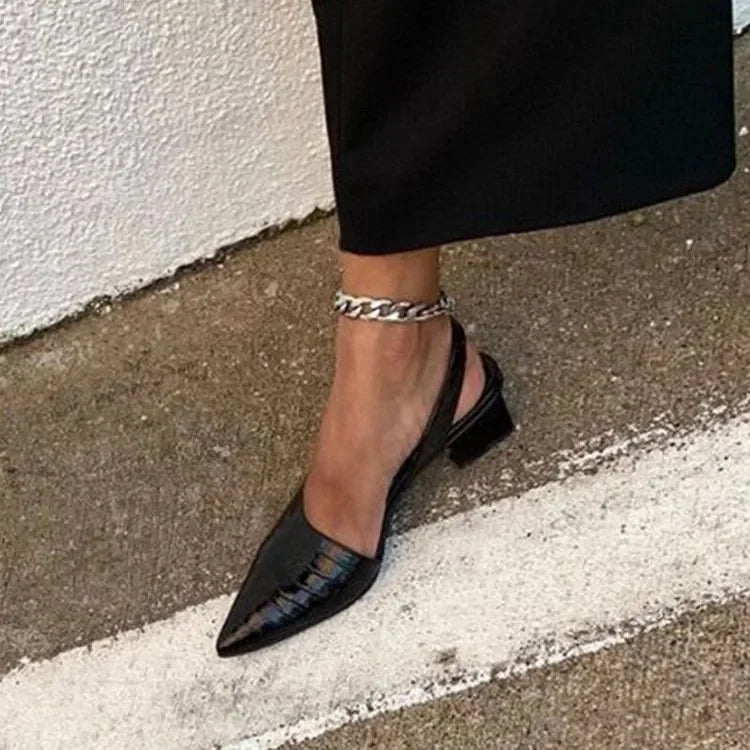 Linn | Croc-Embossed Slingback Heels