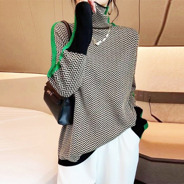 Elana | Herringbone Luxe Turtleneck