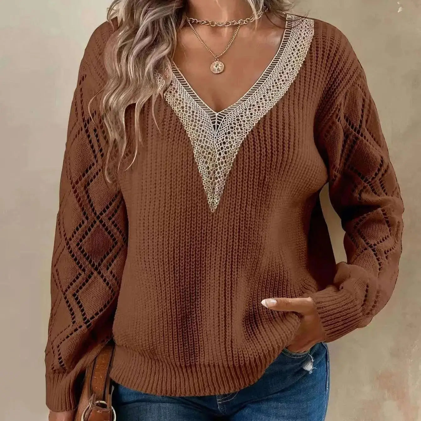 Marley | Solid V Neck Knitted Sweate