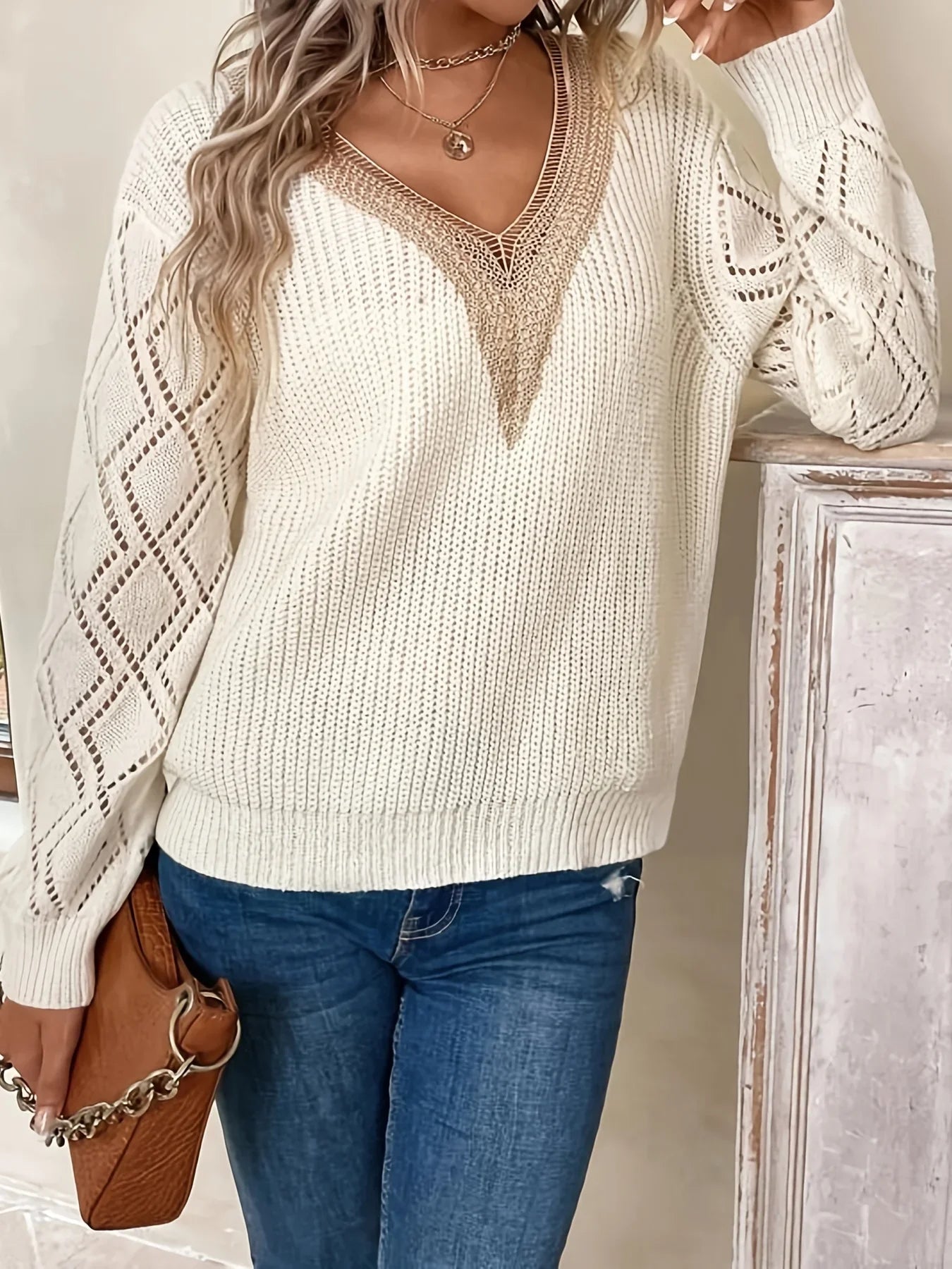 Marley | Solid V Neck Knitted Sweater