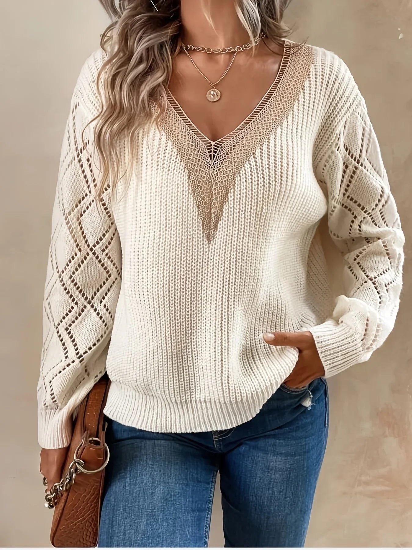 Marley | Solid V Neck Knitted Sweater